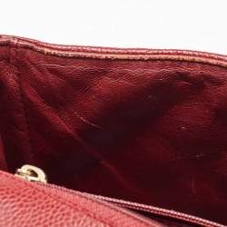Pre Owned Chanel Red Quilted Caviar Leather Jumbo Classic Single Flap Bag