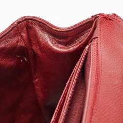 Pre Owned Chanel Red Quilted Caviar Leather Jumbo Classic Single Flap Bag