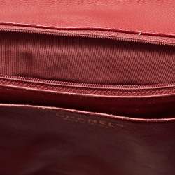 Pre Owned Chanel Red Quilted Caviar Leather Jumbo Classic Single Flap Bag