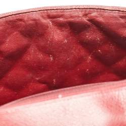 Pre Owned Chanel Red Quilted Caviar Leather Jumbo Classic Single Flap Bag