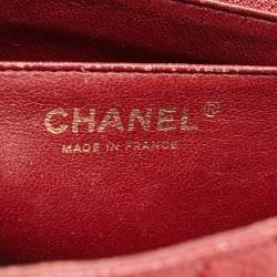 Pre Owned Chanel Red Quilted Caviar Leather Jumbo Classic Single Flap Bag