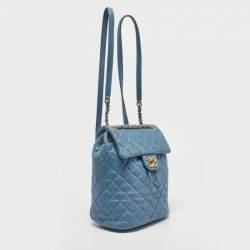 Pre Owned Chanel Light Blue Quilted Leather Small Urban Spirit Backpack