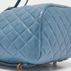 Pre Owned Chanel Light Blue Quilted Leather Small Urban Spirit Backpack