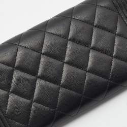 Chanel Black Quilted Leather Large Boy Gusset Flap Wallet