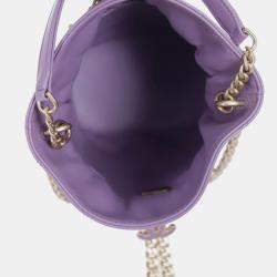 Chanel Purple Leather CC Chain Drawstring Bucket Bag