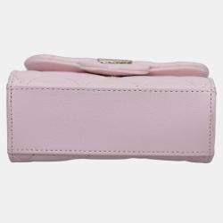 Pre Owned Chanel Pink Leather Micro Flap Top Handle Bag