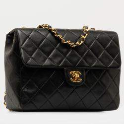 Pre Owned Chanel Square Classic Quilted Lambskin Flap Bag