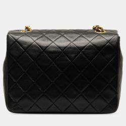 Pre Owned Chanel Square Classic Quilted Lambskin Flap Bag