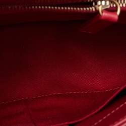 Pre Owned Chanel Red Chevron Quilted Leather Small Coco Top Handle Bag
