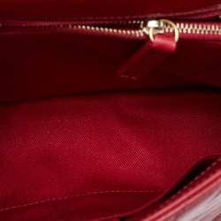 Pre Owned Chanel Red Chevron Quilted Leather Small Coco Top Handle Bag