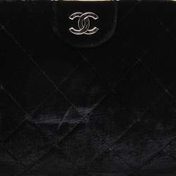 Pre Owned Chanel Black Quilted Velvet CC Frame Top Handle Bag