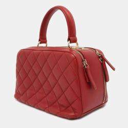 Chanel Red Lambskin Leather Bowling Bag