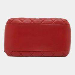 Chanel Red Lambskin Leather Bowling Bag