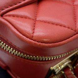 Chanel Red Lambskin Leather Bowling Bag