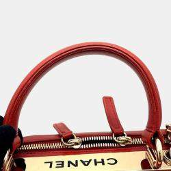 Chanel Red Lambskin Leather Bowling Bag