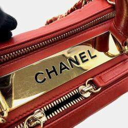 Chanel Red Lambskin Leather Bowling Bag