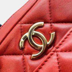 Chanel Red Lambskin Leather Bowling Bag