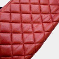 Chanel Red Lambskin Leather Bowling Bag