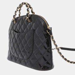 Chanel Black Patent Leather Top Handle Bag