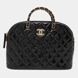 Chanel Black Patent Leather Top Handle Bag