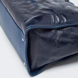 Chanel Navy Blue Leather Large Deauville Tote