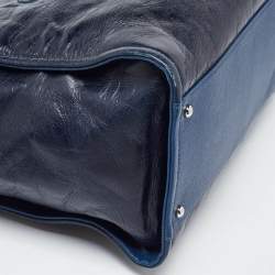 Chanel Navy Blue Leather Large Deauville Tote
