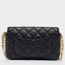مملوكة مسبقًا Chanel Black Quilted Leather Pearl WOC Bag