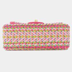 Chanel Pink/Green Cotton Mixed Fibers Woven Mini Rectangular Flap Bag