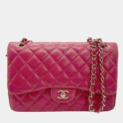 Chanel Fuschia Pink Quilted Velvet Medium Classic Double Flap Bag Chanel TLC