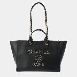 Chanel Black Leather Large Deauville Tote