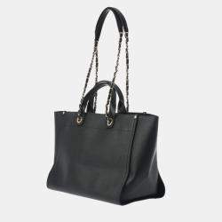 Chanel Black Leather Large Deauville Tote