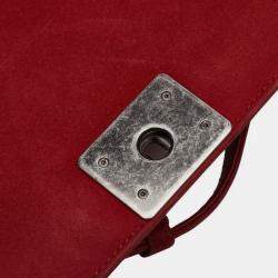 Chanel Red Suede Medium Chevron Boy Bag