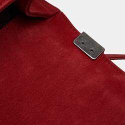 Chanel Red Suede Medium Chevron Boy Bag