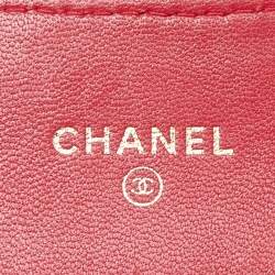 Chanel Red Quilted Leather Trifold CC Wallet