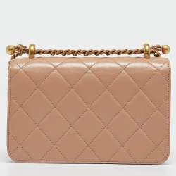 Pre Owned Chanel Beige Quilted Leather Perfect Fit Flap Bag