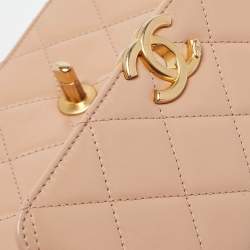 Pre Owned Chanel Beige Quilted Leather Perfect Fit Flap Bag