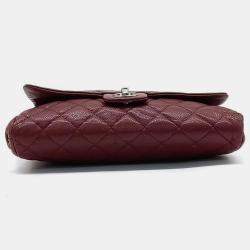 Pre Owned Chanel Burgundy Caviar Leather Clutch Shoulder Bag