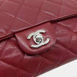 Pre Owned Chanel Burgundy Caviar Leather Clutch Shoulder Bag
