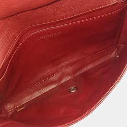 Pre Owned Chanel Burgundy Caviar Leather Clutch Shoulder Bag