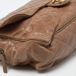 Pre Owned Chanel Brown Quilted Caviar Leather Large Shiva Flap Bag
