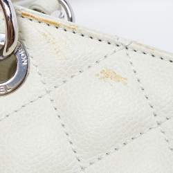 Pre Owned Chanel Ivory Quilted Caviar Leather Petite Shopping Tote