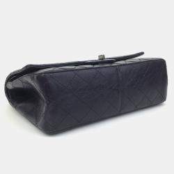Chanel Black Quilted Aged Calfskin 2.55 Reissue 227 Double Flap Shoulder Bag