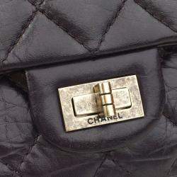 Chanel Black Quilted Aged Calfskin 2.55 Reissue 227 Double Flap Shoulder Bag