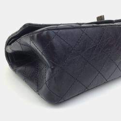 Chanel Black Quilted Aged Calfskin 2.55 Reissue 227 Double Flap Shoulder Bag