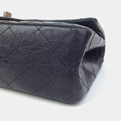 Chanel Black Quilted Aged Calfskin 2.55 Reissue 227 Double Flap Shoulder Bag