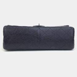 Chanel Black Quilted Aged Calfskin 2.55 Reissue 227 Double Flap Shoulder Bag