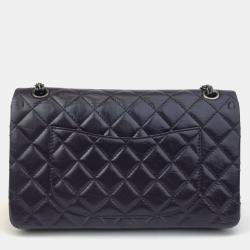 Chanel Black Quilted Aged Calfskin 2.55 Reissue 227 Double Flap Shoulder Bag