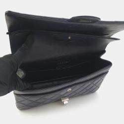 Chanel Black Quilted Aged Calfskin 2.55 Reissue 227 Double Flap Shoulder Bag