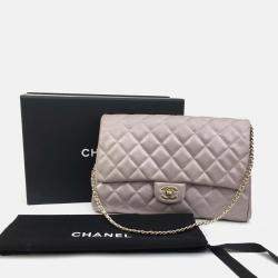 Chanel Iridescent Pink Leather Classic Clutch On Chain 