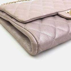 Chanel Iridescent Pink Leather Classic Clutch On Chain 